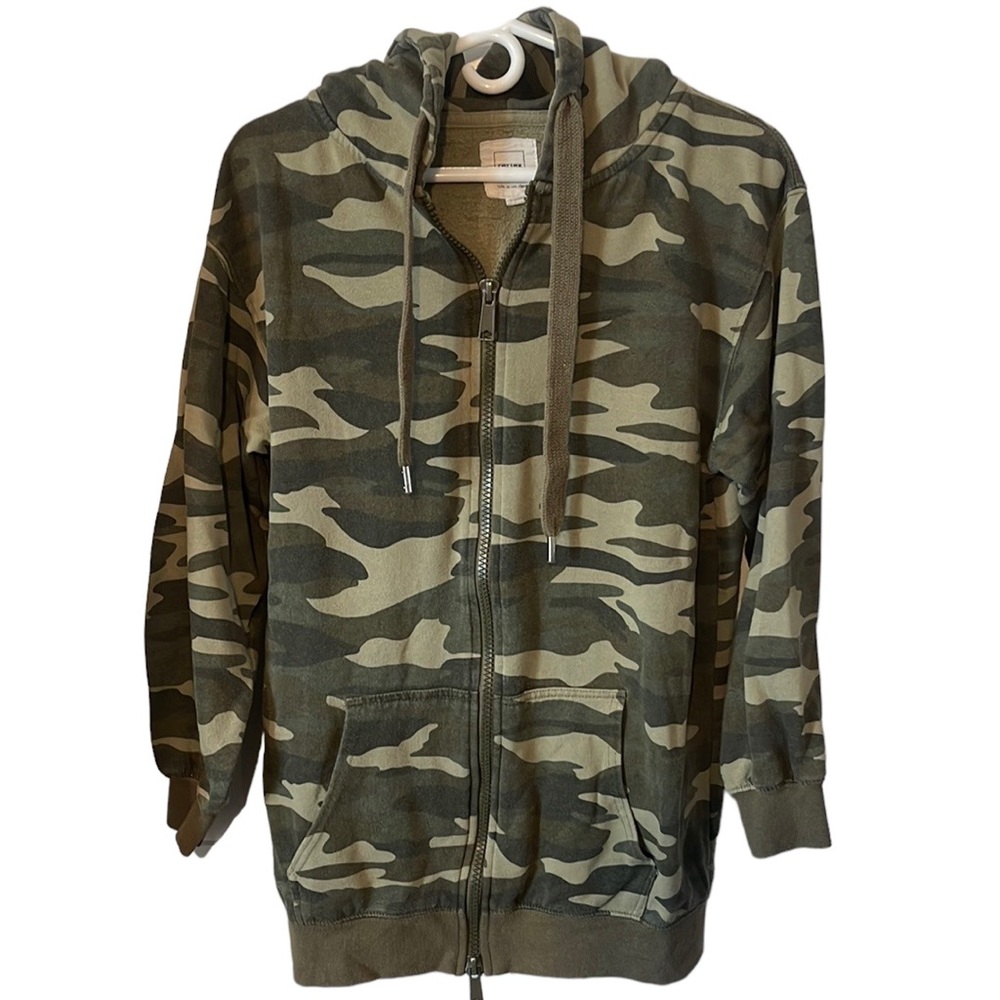 REFLEX Camo Green Long Zip Hoodie Sz M
